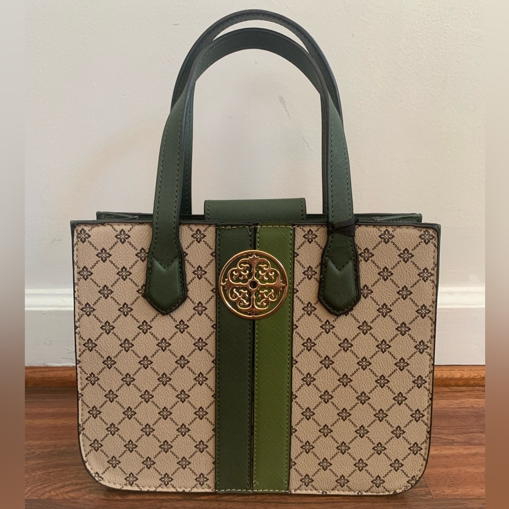 Deluxity Los Angeles Handbag Green, Beige NWT